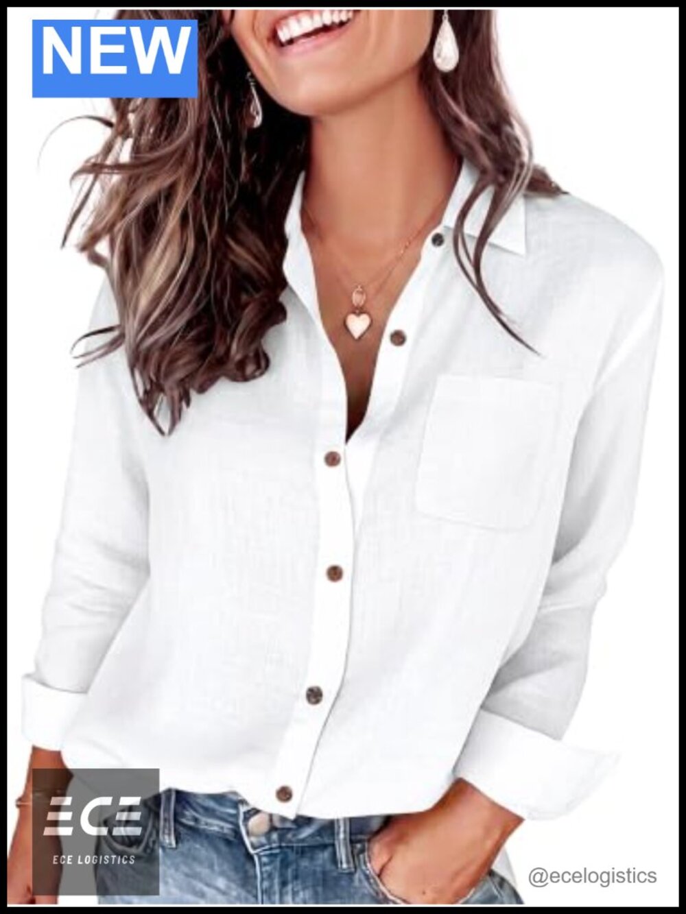 Cotton Linen Button Down Shirt Long Sleeve Collared Casual Top with Pocket